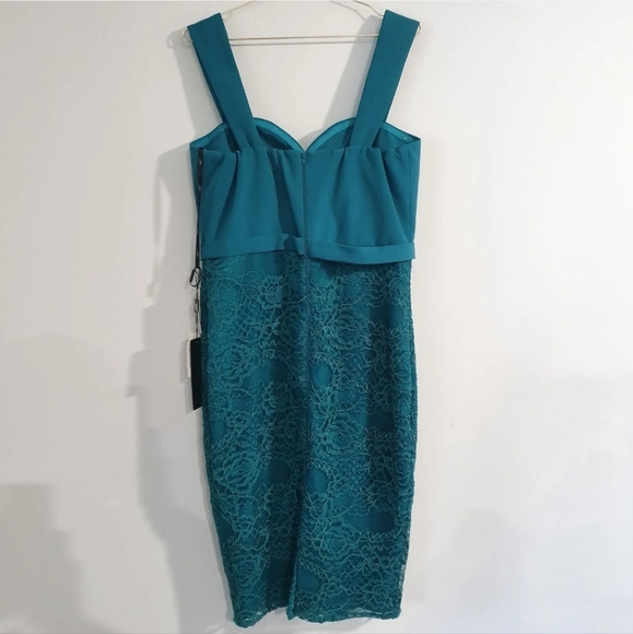 Jadore Size 14 Teal Knee Length Lace Women's Pencil Dress New With Tags - Picture 3 of 12